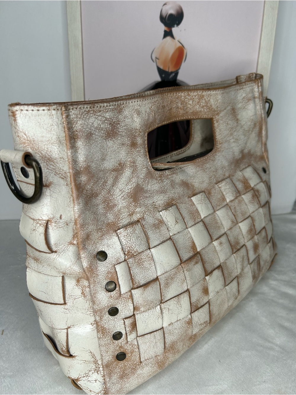 Bed Stu Orchid Woven Leather Satchel Handbag - Nectar Lux - Picture 4 of 10